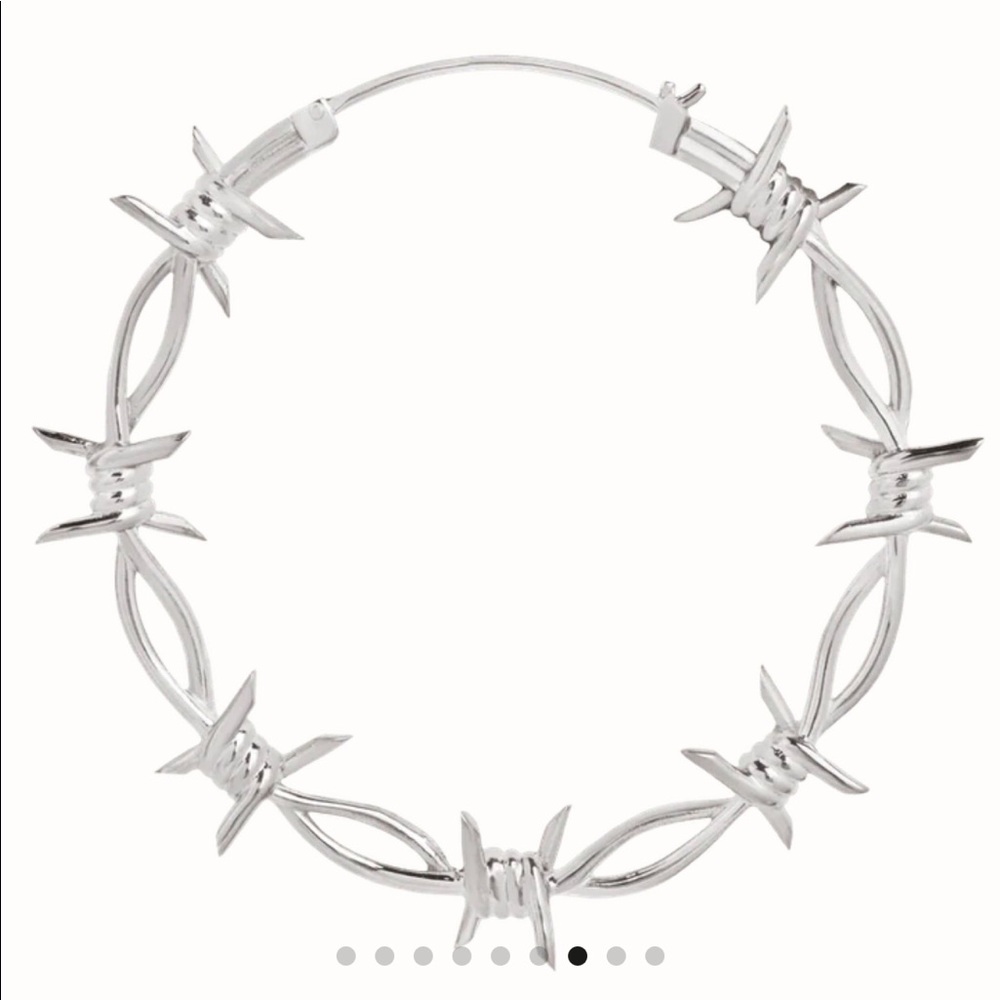 Maya Pamela Silver Large Barb Wire Hoop Earrings